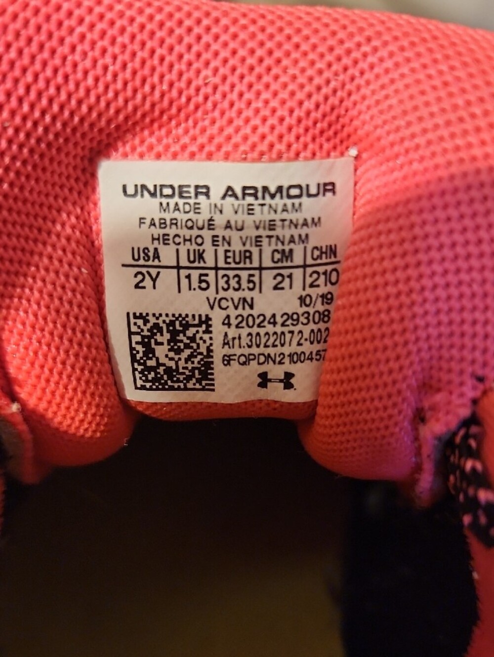 Under Armour Kids Black Sneakers with Pink Accents - Picture 8 of 8